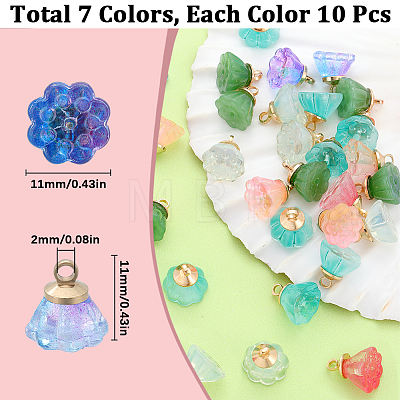 SUNNYCLUE 70Pcs 7 Colors Transparent Spray Painted Glass Charms GLAA-SC0001-91-1