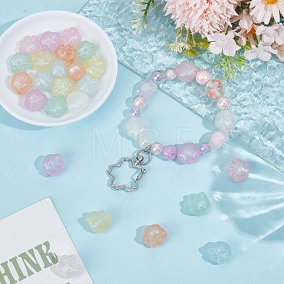 28Pcs 7 Colors Luminous Acrylic Beads OACR-PA0002-06-1