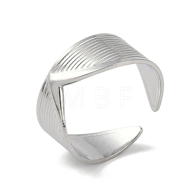 Non-Tarnish Stainless Steel V Shaped Cuff Rings RJEW-L114-01P-1