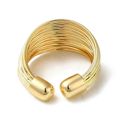 Brass Multi Wire Wrap Open Cuff Ring RJEW-C037-02G-1