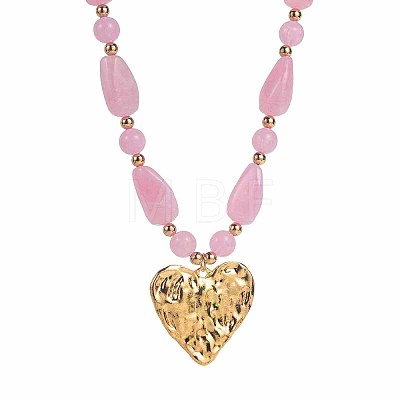 Zinc Alloy Textured Heart Pendant Resin Beaded Necklaces for Women FS-WG268AD-06-1