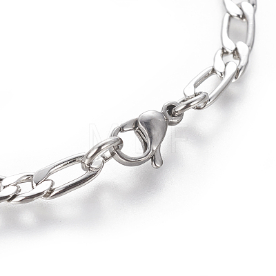304 Stainless Steel Figaro Chain Bracelets BJEW-E369-09P-1