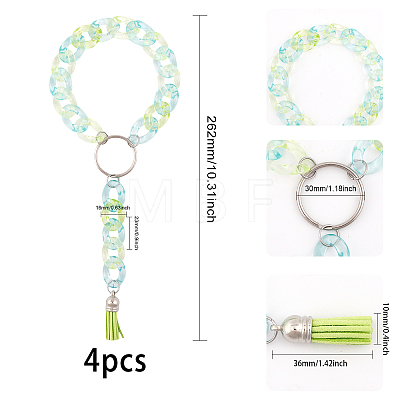 4Pcs Wristlet Keychain Acrylic Curb Chain Keychain Bracelet KEYC-CA0001-38-1