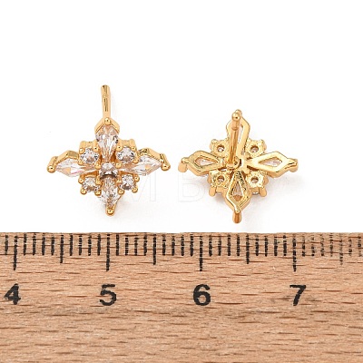 Brass Micro Pave Clear Cubic Zirconia Stud Earrings for Women EJEW-F418-18G-1