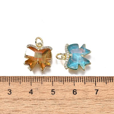 Brass Micro Pave Cubic Zirconia Charms KK-Q043-02G-1