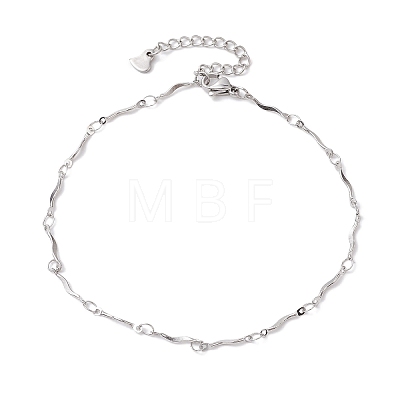 304 Stainless Steel Wave Bar Link Chains Anklets for Women AJEW-AN00627-1