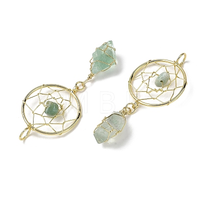 Raw Rough Natural Green Fluorite Coppwer Wire Wrapped Big Pendants G-G314-02G-02-1