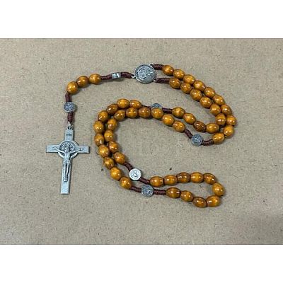 Wood Rosary Bead Necklaces FS-WG6BD27-02-1