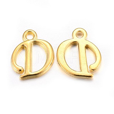 Golden Plated Alloy Letter Pendants X-PALLOY-J718-01G-D-1