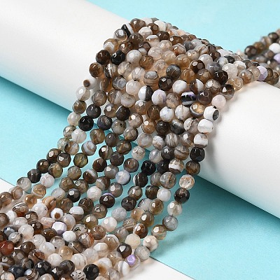Natural Striped Agate/Banded Agate Beads Strands G-H302-A02-01-1