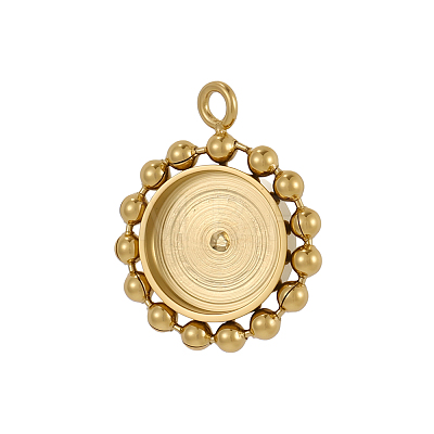 304 Stainless Steel Pendant Cabochon Settings STAS-OY009-05G-1