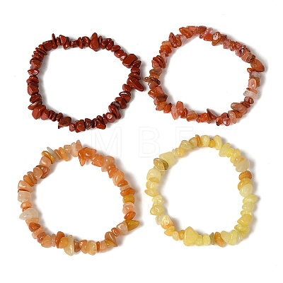 4Pcs Gemstone Beaded Stretch Bracelets Set BJEW-JB11179-1