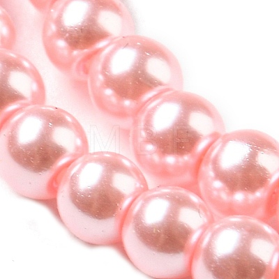 10 Strands Baking Painted Pearlized Glass Pearl Round Bead Strands HY-SZ0001-02A-01-1