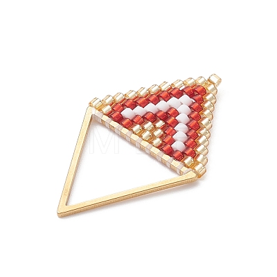 Glass Seed Beaded Rhombus Pendants PALLOY-MZ01085-1