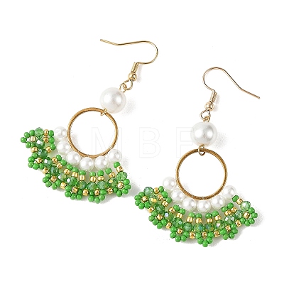 Glass Braided Beads Dangle Earrings EJEW-MZ00747-01-1