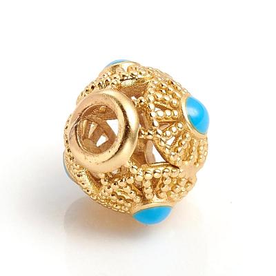 Matte Gold Color Brass Hollow Beads KK-L155-07A-1