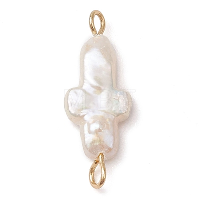 Natural Keshi Pearl Cross Links Connector Charms PALLOY-JF02822-1