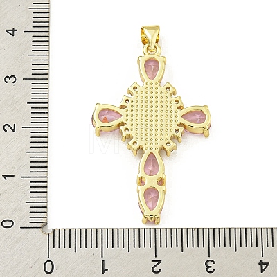 Rack Plating Brass Pave Cubic Zirconia Pendants KK-U029-01G-02-1