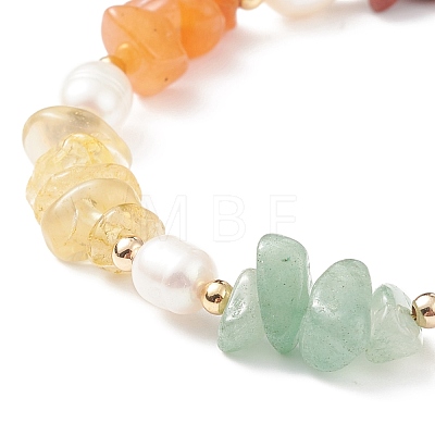 Natural Mixed Stone Chips Beaded Bracelets for Women BJEW-JB08715-1