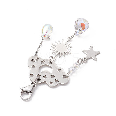 304 Stainless Steel Cloud & Star & Sun Hanging Ornaments HJEW-TA00180-1