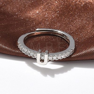 S925 Sterling Silver Adjustable Letter Rings for Women RJEW-M068-01P-U-1