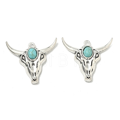 Bohemian Synthetic Turquoise Cattle Pendants FIND-Z112-01AS-04-1