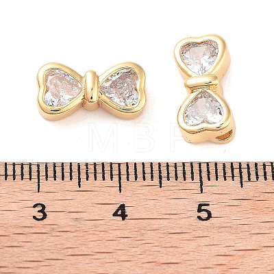 Brass with Clear Cubic Zirconia Bead KK-B102-38G-1