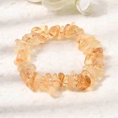 Heated Natural Citrine Chip Beaded Stretch Bracelets GG-CBA0FEA-01B-1