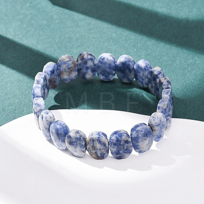 Natural Blue Spot Jasper Faceted Beaded Stretch Bracelets for Women BJEW-K251-07M-1