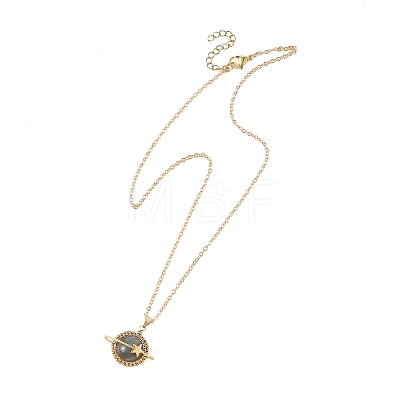 Natural Labradorite Copper Wire Wrapped Planet Pendant Brass Cable Chain Necklaces for Women NJEW-TA00260-04-1