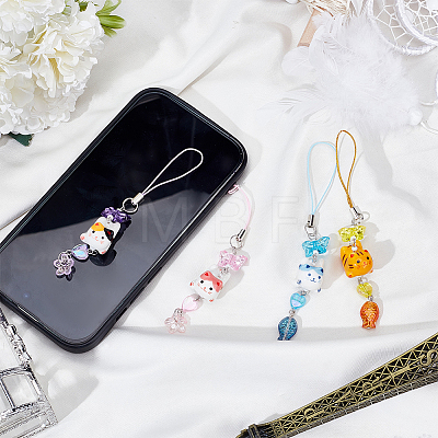 Glass & Porcelain & Acrylic Mobile Straps HJEW-DR00028-1