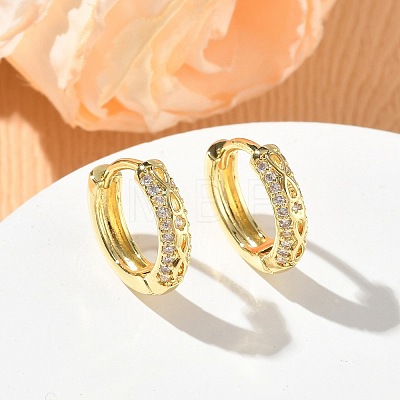 Brass Micro Pave Cubic Zirconia Hoop Earrings KK-CBA30C7-10G-1
