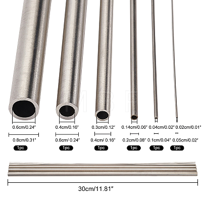 BENECREAT 6Pcs 6 Styles 304 Stainless Steel Tubes FIND-BC0002-34-1