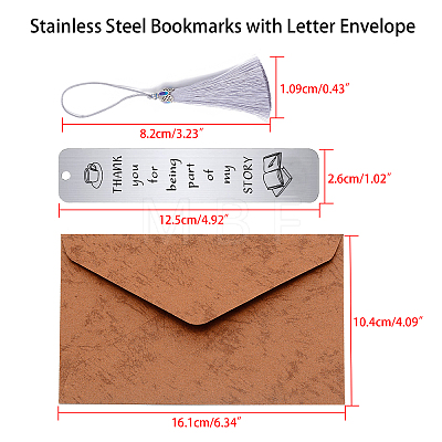 Fingerinspire 3Pcs Stainless Steel Bookmarks AJEW-FG0001-44I-1