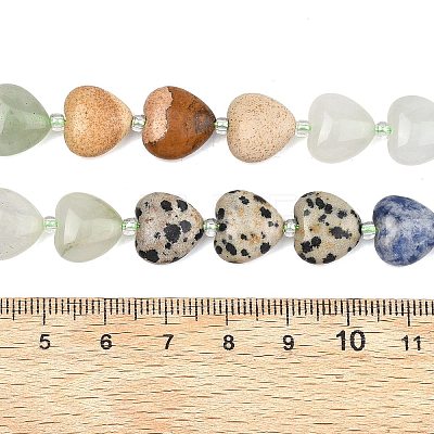 Gradient Color Natural Quartz & Dalmatian Jasper & Blue Spot Jasper & Green Aventurine & Picture Jasper Beads Strands G-B185-A02-1