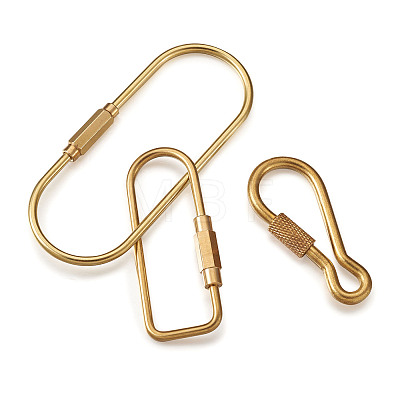  Unisex Pure Handmade Brass Key Rings & Screw Carabiner Lock Charms KEYC-TA0003-06-1