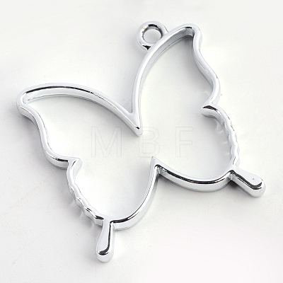 Rack Plating Alloy Butterfly Open Back Bezel Pendants X-PALLOY-S047-34D-FF-1