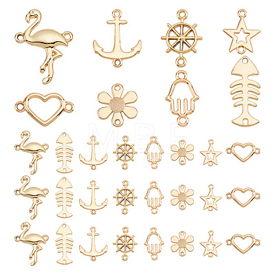 80Pcs 8 Styles Alloy Connector Charms FIND-GO0001-05-1