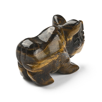 Natural Tiger Eye Carved Healing Rhinoceros Figurines DJEW-M008-02G-1