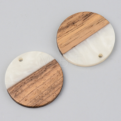 Opaque Resin & Walnut Wood Pendants RESI-S389-025A-C04-1