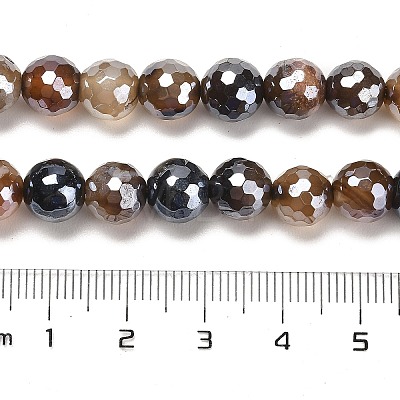 Electroplated Natural Agate Round Beads Strands G-L598-A01-02B-1