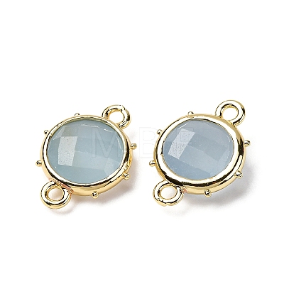 Brass Natural Natural White Jade Imitation Aquamarine Connector Charms KK-Z096-01G-05-1