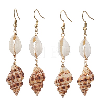 304 Stainless Steel Shell Shape Dangle Earrings EJEW-JE06265-03-1