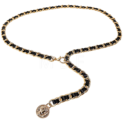 1Pc Alloy PU Leather Braided Waist Chains for Woman AJEW-CL0005-49A-1