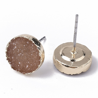 Electroplate Druzy Resin Stud Earrings RESI-S383-029-1