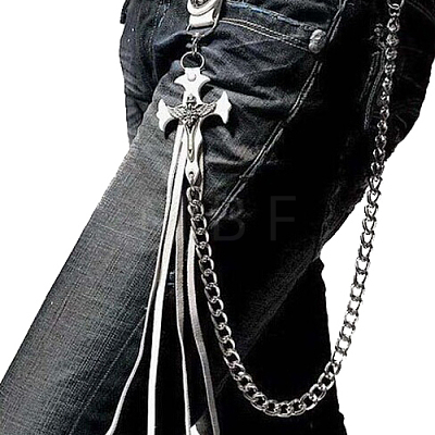 Punk Leather Iron Twist Pants Chains AJEW-O019-05C-1