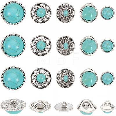20Pcs 5 Styles 1-Hole Alloy Shank Buttons BUTT-CY0001-39-1