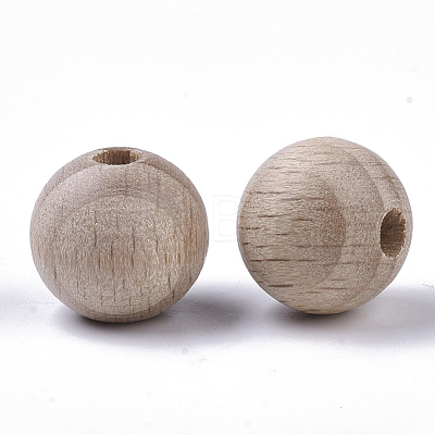 Undyed Natural Beech Wood Beads X-WOOD-T020-01B-1