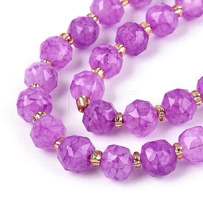 Ombre Effect Dyed Transparent Crackle Glass Beads Strands GLAA-Q111-8MM-04-1
