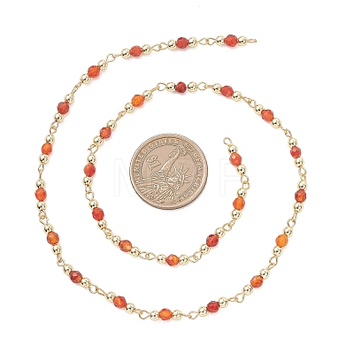 Natural Agate Beaded Round Link Chains AJEW-JB01533-03-1